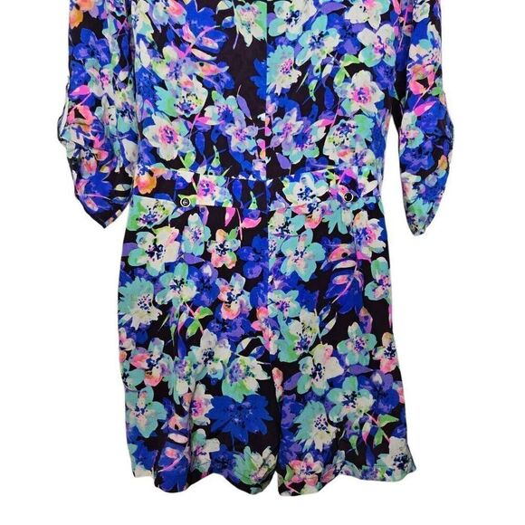 Yumi Kim Romper Silk Floral Blue Pink Shorts Size Medium - Picture 6 of 9